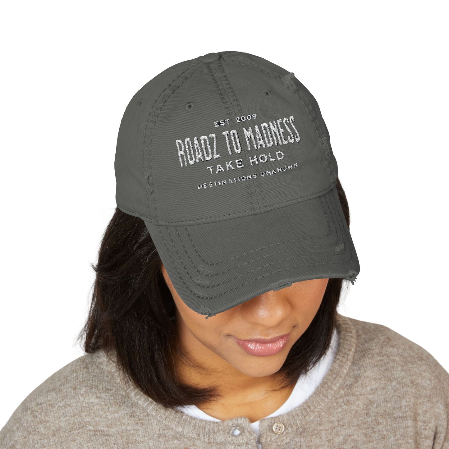 Distressed Dad Hat WH (Embroidery)