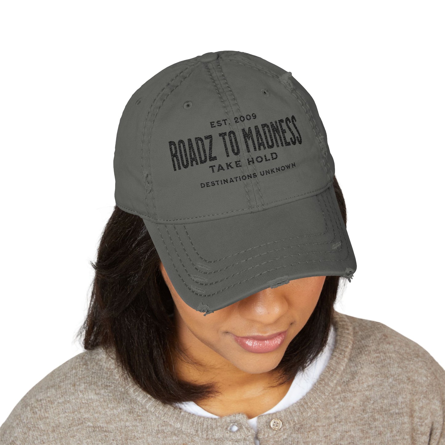 Distressed Dad Hat BLK(Embroidery)